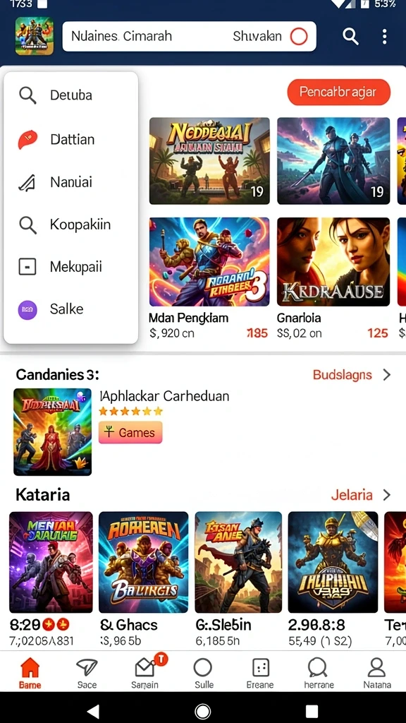 Tampilan antarmuka yang menarik saat bermain.