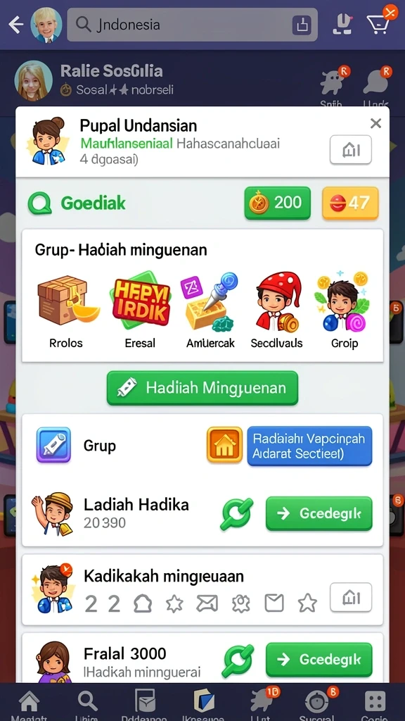 Fitur obrolan untuk interaksi dengan pemain lain.