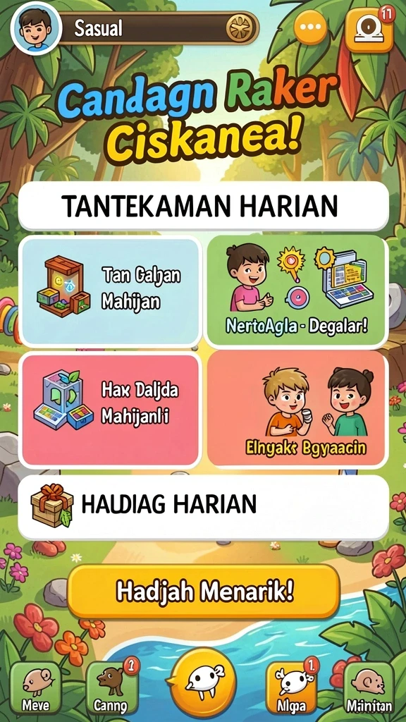 Tampilan antarmuka utama PF777 yang menarik.